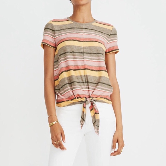 Madewell Tops - Madewell Texture & Thread Tie-Front Top Sz S EUC